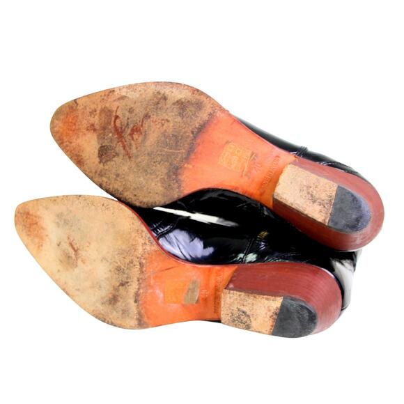 Free People PATENT BLACK GENUINE LEATHER POINTED TOE ZIP SIDE ANKLE BOOTS Sz 40 - Picture 8 of 11